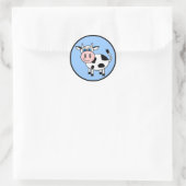 Vrolijke Koe - ! Ronde Sticker (Tas)