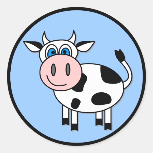 Vrolijke Koe - ! Ronde Sticker (Voorkant)