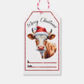 Vrolijke koe Santa hat labels Cadeaulabel (Voorkant)