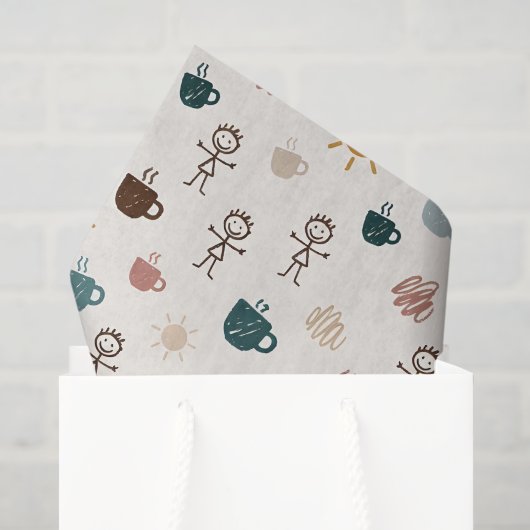 Vrolijke koffie mama tissuepapier (Cadeauzakje)