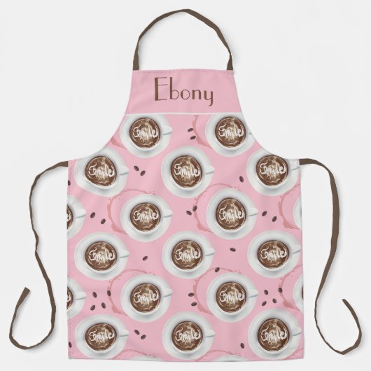 Vrolijke koffietijd roze schort (Voorkant)