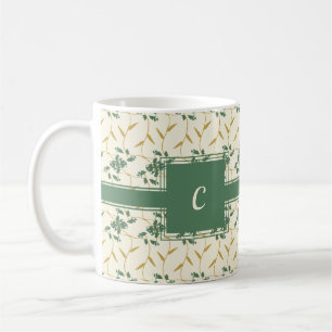 Vrolijke koninklijke bloemenivoormonogram koffiemok