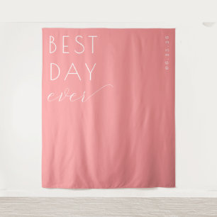 Vrolijke Koraal Minimalistische Trouwachtergrond Wandkleed