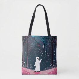 Vrolijke Kosmische Geest in een Starlit Forest Tote Bag