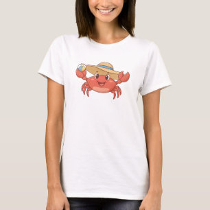 Vrolijke Krab met Zonnehoed - Zonnig Strand Cartoo T-shirt