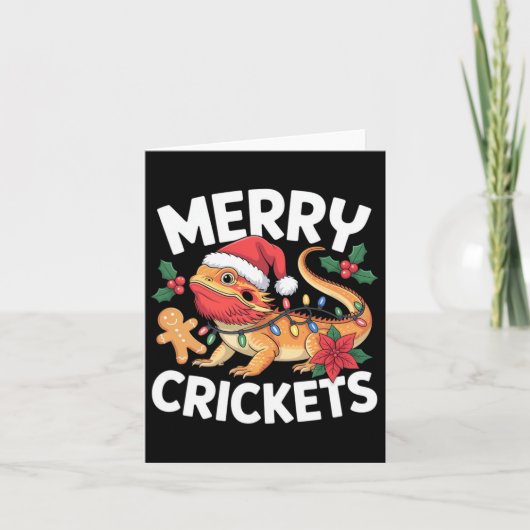 Vrolijke krekels! Bearded Dragon Christmas Pun Kaart (Voorkant)