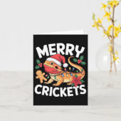 Vrolijke krekels! Bearded Dragon Christmas Pun Kaart (Gele Bloem)