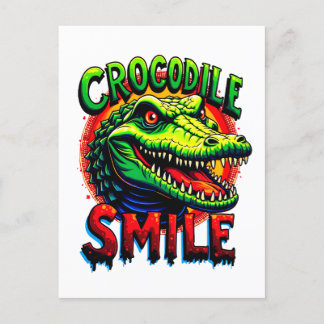 Vrolijke krokodillenglimlach - leuk en grillig briefkaart