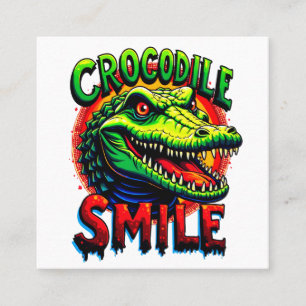 Vrolijke krokodillenglimlach - leuk en grillig vierkante visitekaartje