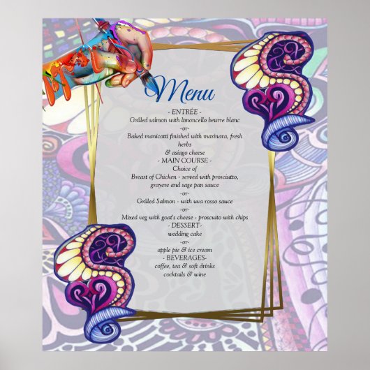 Vrolijke kunstenaar blauwe partij doedel creatie poster (Voorkant)