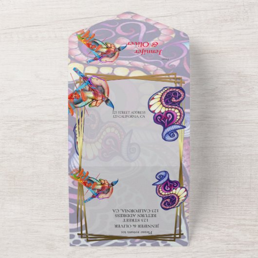 Vrolijke kunstenaar partij doedel creatie all in one uitnodiging (Buitenkant)