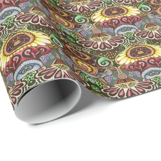 Vrolijke kunstenaar partij doedel creatie cadeaupapier (Rol Hoek)