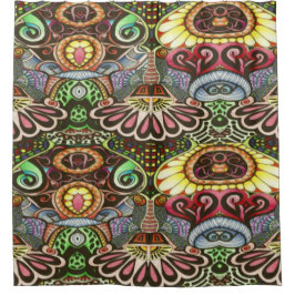 Vrolijke kunstenaar partij doedel creatie douchegordijn