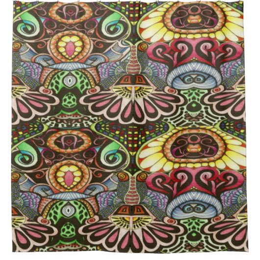 Vrolijke kunstenaar partij doedel creatie douchegordijn (Voorkant)