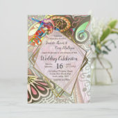 Vrolijke kunstenaar partij doedel creatie kaart (Staand voorkant)