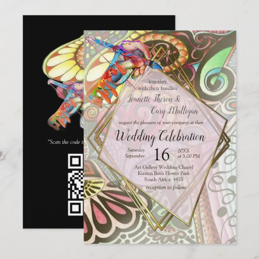 Vrolijke kunstenaar partij doedel creatie kaart (Voorkant / Achterkant)