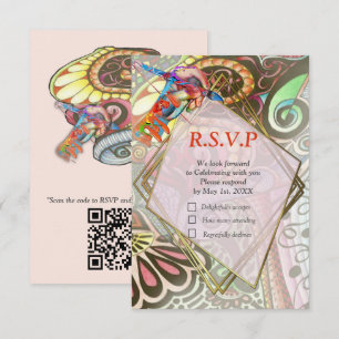 Vrolijke kunstenaar partij doedel creatie RSVP kaartje