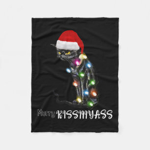Vrolijke Kus Mijn Pret Kat Kerstverlichting 2 Fleece Deken