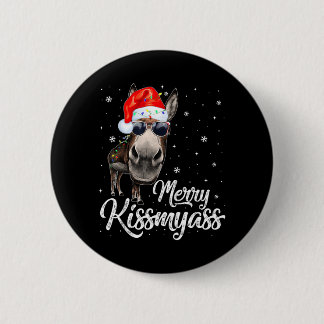 Vrolijke Kusmijn Sarcastische Kerst Grappige Pyjam Ronde Button 5,7 Cm