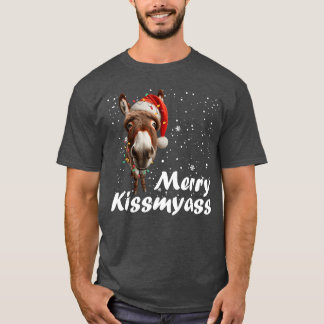 Vrolijke Kusmijnkont Ezel Sarcastisch Kerst Grappi T-shirt
