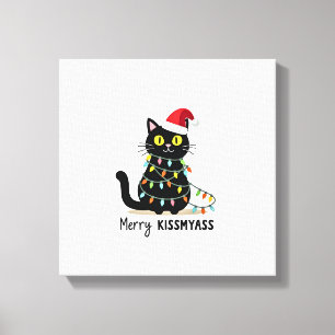Vrolijke Kusmijnkont Grappige Kat Kerstverlichting Canvas Afdruk