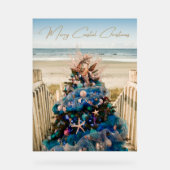 Vrolijke Kustkerst Tropische Strand HolidayTree Acryl Bord (Voorkant)