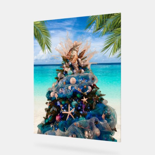 Vrolijke Kustkerst Tropische Strand HolidayTree Acryl Bord (Hoek)