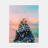 Vrolijke Kustkerst Tropische Strand HolidayTree Acryl Bord (Voorkant)