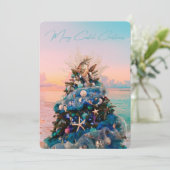 Vrolijke Kustkerst Tropische Strand HolidayTree Feestdagenkaart (Staand voorkant)
