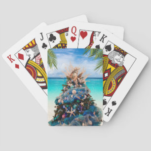 Vrolijke Kustkerst Tropische Strand HolidayTree Pokerkaarten