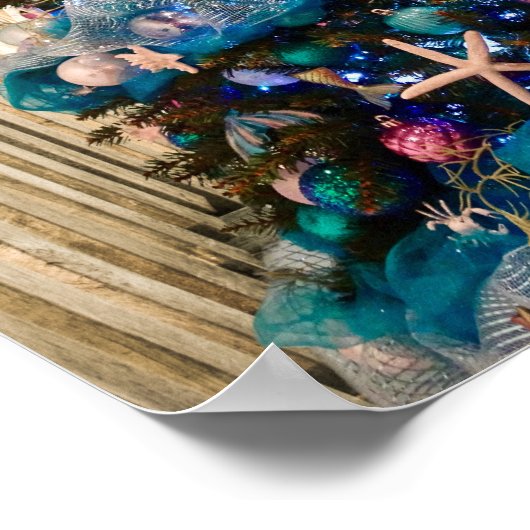 Vrolijke Kustkerst Tropische Strand HolidayTree Poster (Hoek)