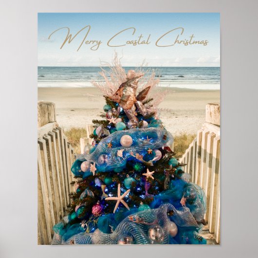 Vrolijke Kustkerst Tropische Strand HolidayTree Poster (Voorkant)