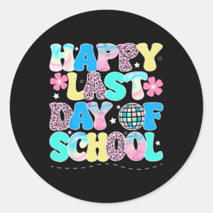 Vrolijke laatste dag van het Kinder schoollerarenA Ronde Sticker