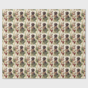 Vrolijke Labradorhonden Kerst Waterverf Cadeaupapier