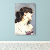 Vrolijke lachende jonge vrouw (door Giovanni Boldi Canvas Afdruk (Insitu (Houten vloer))