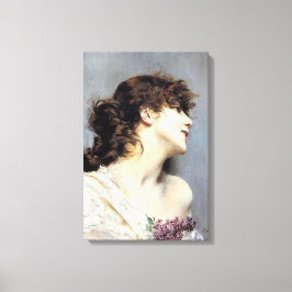 Vrolijke lachende jonge vrouw (door Giovanni Boldi Canvas Afdruk