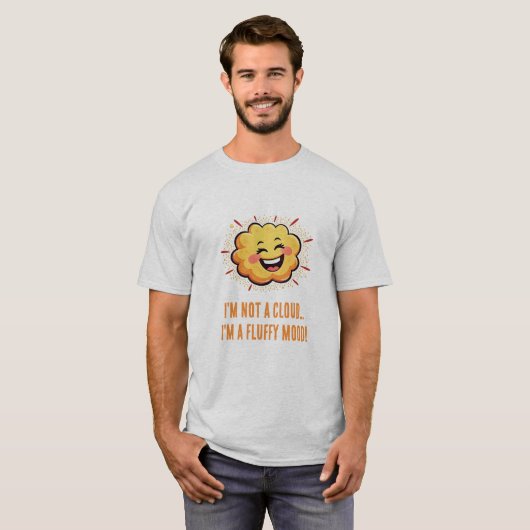 Vrolijke Lachende Kawaii Cloud Karakterkunst T-shirt (Voorkant volledig)