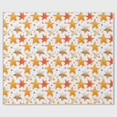 Vrolijke lachende rode en gele sterren Kinder Cadeaupapier (Vlak)