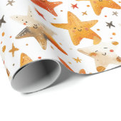 Vrolijke lachende rode en gele sterren Kinder Cadeaupapier (Rol Hoek)