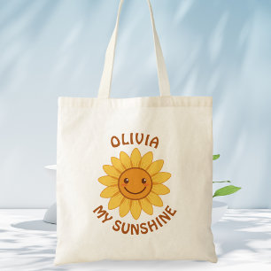 Vrolijke Lachende Zonnebloem "Mijn Zonneschijn" Tote Bag