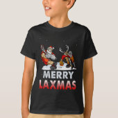 Vrolijke Laxmas-lelijke kerst Lacrosse Santa Reind T-shirt (Voorkant)