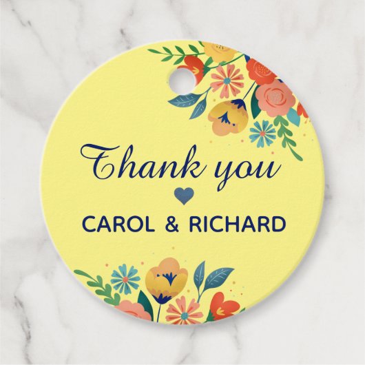 Vrolijke lente bloemengeel Custom dank u Bedankjes Labels (Voorkant)