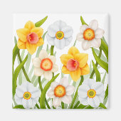 Vrolijke lente Daffodils Magnet Square (Voorkant)