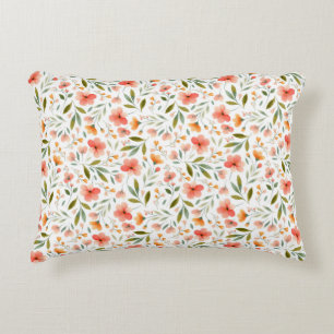 Vrolijke lente perzik bloemen accent kussen