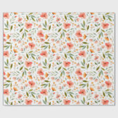 Vrolijke lente perzik bloemen cadeaupapier (Vlak)