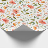 Vrolijke lente perzik bloemen cadeaupapier (Hoek)