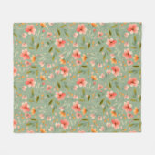 Vrolijke lente perzik bloemen fleece deken (Voorkant (Horizontaal))