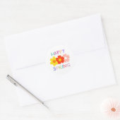 Vrolijke lentebloem ronde sticker (Envelop)