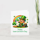 Vrolijke Leprechaun: Feestelijke Saint Patrick's D Feestdagen Kaart (Voorkant)