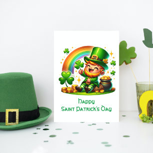 Vrolijke Leprechaun: Feestelijke St. Patrick's Dag Feestdagen Kaart